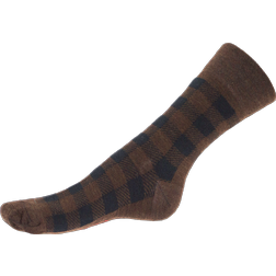Ponožky kostka - vlna Merino - hnědé (nadměrné)